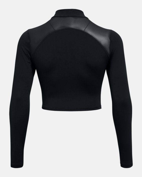 Women's HeatGear® Crop Mock Neck Top, Black, pdpMainDesktop image number 5